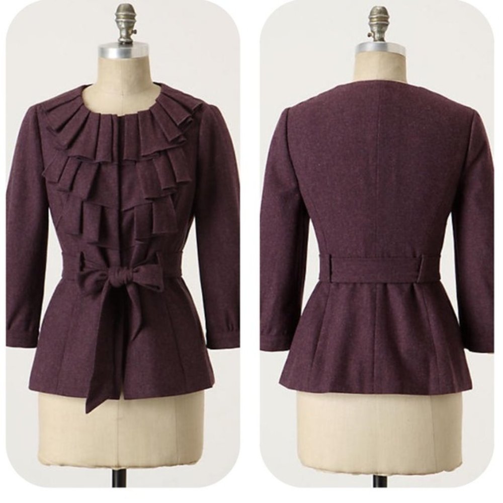 Anthropologie Tabitha Purple Foliage Finder Jacket Size 2
